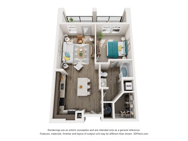 A1_1Bed_1Bath_684 Sq Ft - The Ironwood Apartments