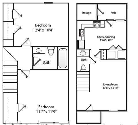 2 Bedroom Townhome - Ridgewood Apartments