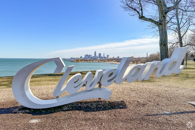Edgewater Park Cleveland sign welcomes all community members and visitors.