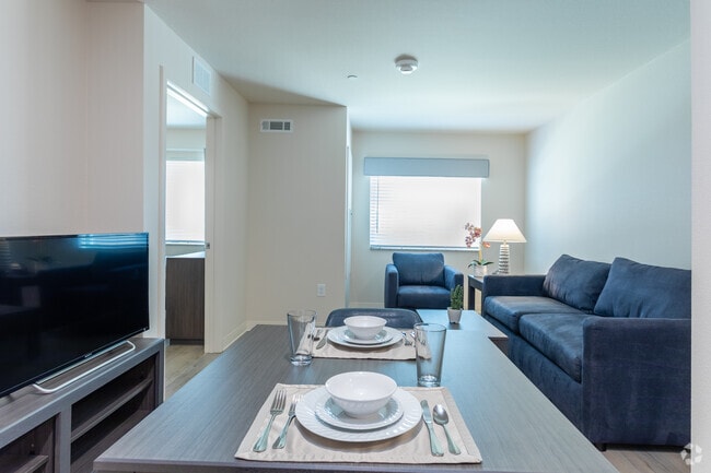 Fully Furnished Apartment- Living Area - Waterwalk Raleigh - RTP
