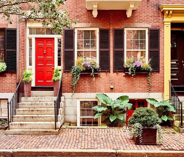 Colorful condos on the streets of Beacon Hill