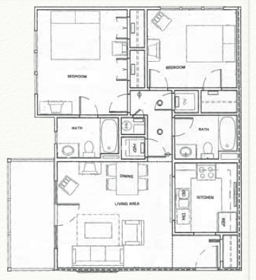 2HAB/2BA - Evergreen Apartments