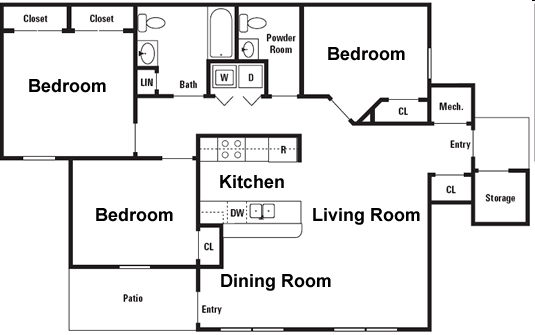 3BR/1.5BA - Sharp Road Apartments