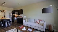 Located at 250 Brodbeat Ln in Columbus, Ohio, this single-floor residence offers a thoughtfully designed open-concept layout that seamlessly connects the living and kitchen areas. The kitchen is outfitted with dark cabinetry, stainless steel appliances including a range and microwave, and dark countertops that provide a sleek, contemporary aesthetic. The dark hardwood-style flooring runs throughout, adding warmth and visual continuity to the space. The living area is bright and inviting, featuring neutral-toned walls that complement the light, airy ambiance. The open floor plan allows for a natural flow between the kitchen and living room, making the space feel connected and functional. The single-floor design ensures easy accessibility and efficient use of space throughout. Overall, the residence balances modern finishes with a comfortable, livable atmosphere, making it well-suited for everyday living in the heart of Columbus.