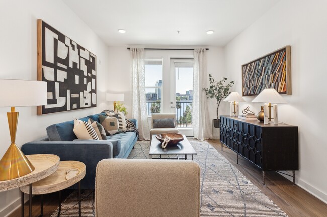 1BR, 1BA-758SF- Living Room - One Riverside