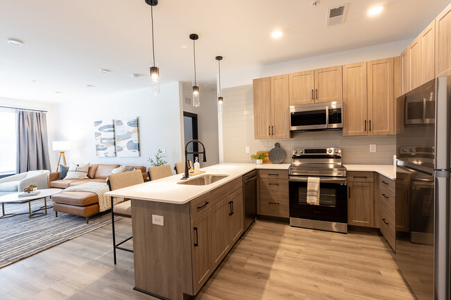 Kitchen with Stainless Steel Appliances - North End Apartments