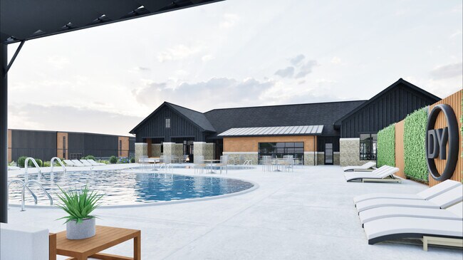 Representación de la piscina del patio - Residences at DeForest Yards