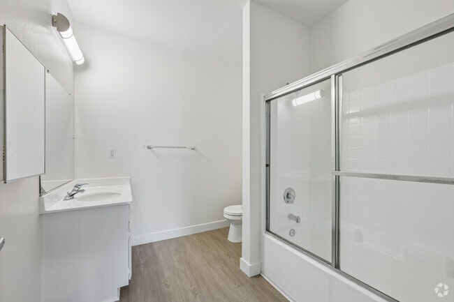2BR, 2BA - 1090SF - Primary Bathroom - Northpoint Apartments at CSUN