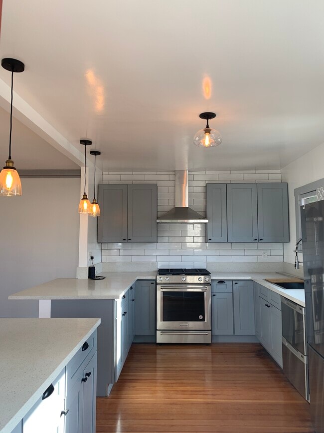 Kitchen. KitchenAid stove and hood, Fischer & Paykel dish drawer dish washer, and new refrigerator - 515 N Atlantic Blvd