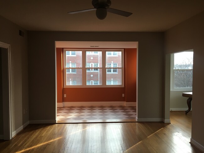 View of solarium/office/den from living room; dining room to right and bedroom to left - 1615 Kenyon St NW
