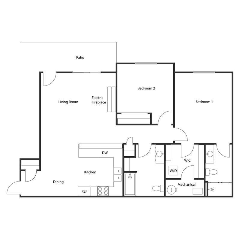 Plano de planta - TIMBER CAMP LUXURY APARTMENT HOMES