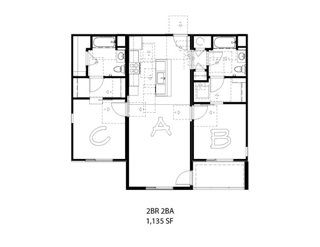 2BR 2BA 1,135 SF - The Reserve at Maryland Avenue
