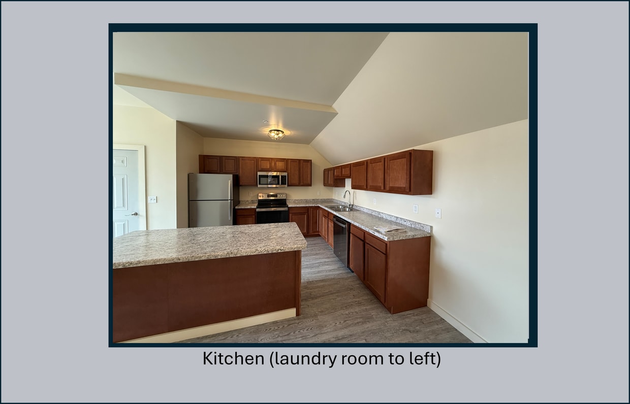 Kitchen (laundry room door visible to left) - 201 5th St
