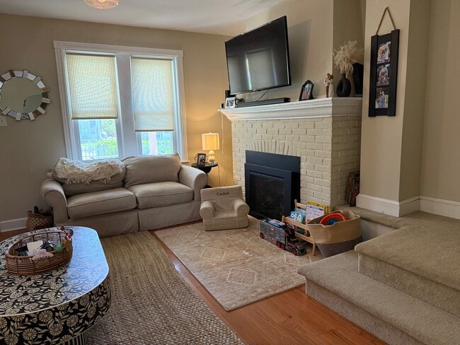 Original mantel upgraded with gas fireplace - 130 Simpson Rd