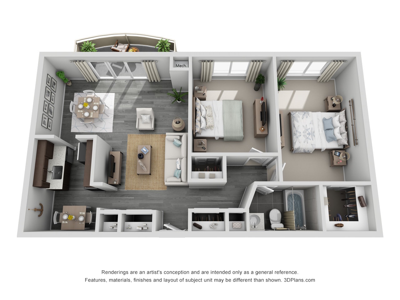 Parkview Apartments – 2 Bed 1 Bath Standard