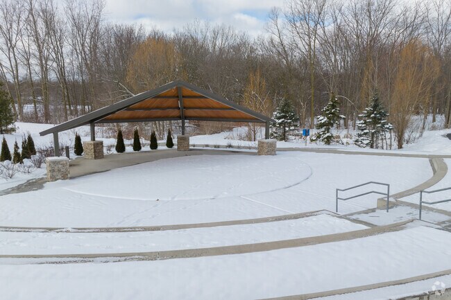 Amphitheatre at Caledonia Community Green during the Winter.