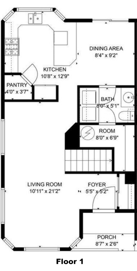 Floor 1 Layout - 3011 W Pleasanton Ave