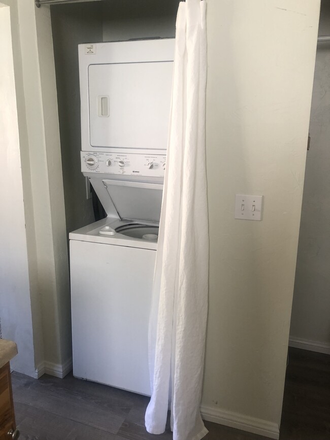 Stacking washer and dryer in the kitchen. - 414 S Commercial St