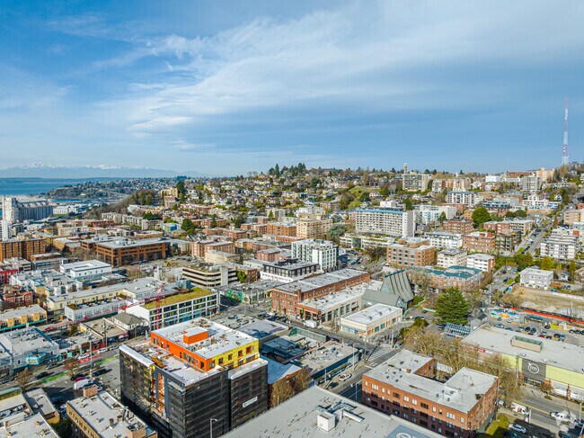 View of Uptown and Mercer St. from Seattle Center.