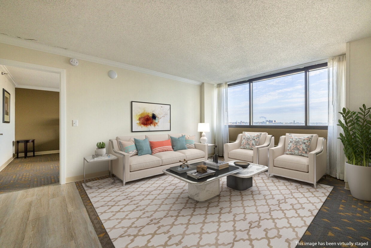 Living room Virtually staged - 1070 Main St