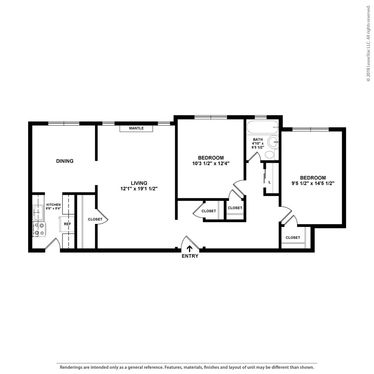 Lewis Manor Apartments – 2 Bedroom 1 Bath Large