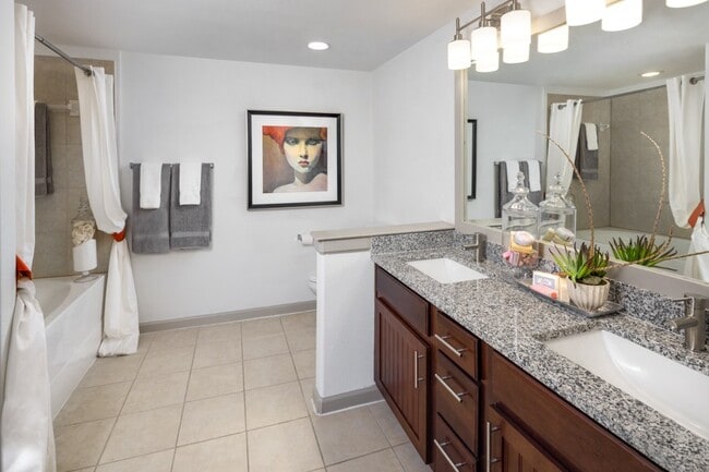 Modern bathrooms include double vanities and soaking tubs - Glenhaven at Star Ranch