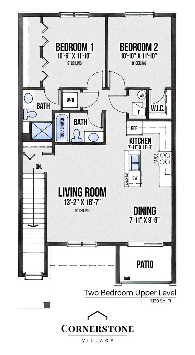 Two Bedroom - Upper Level - Cornerstone Village Apartments