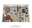 1 Bedroom, 1 Bath 687 sq. ft.