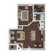 1BR 1BA (743 SF)