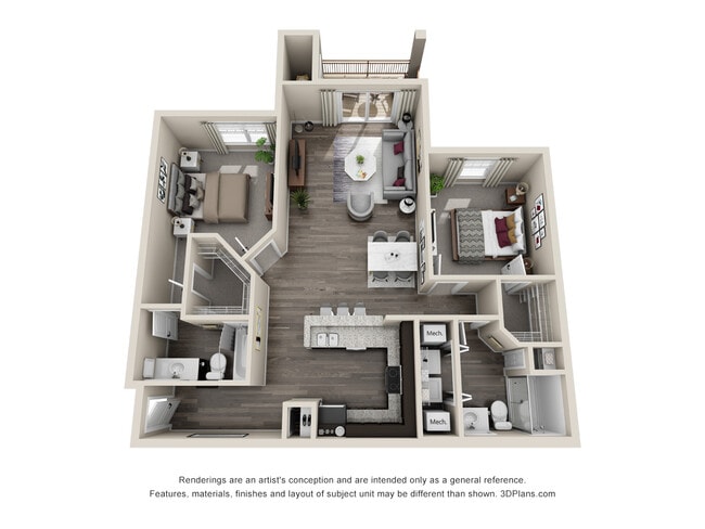 Manhattan Two Bedroom Floor Plan - Brookridge Heights Apartments