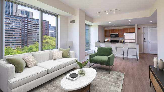 Living Room with Hard Surface Flooring - The West End Apartments