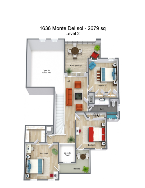 Second Floor plan - New Construction La Rennes Homes for Rent