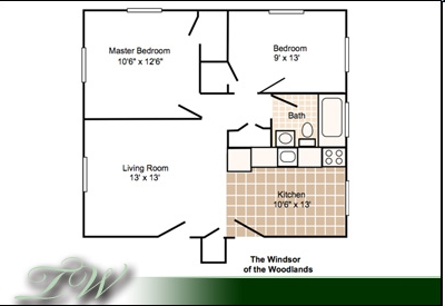 2HAB/1BA - The Woodlands Apartments