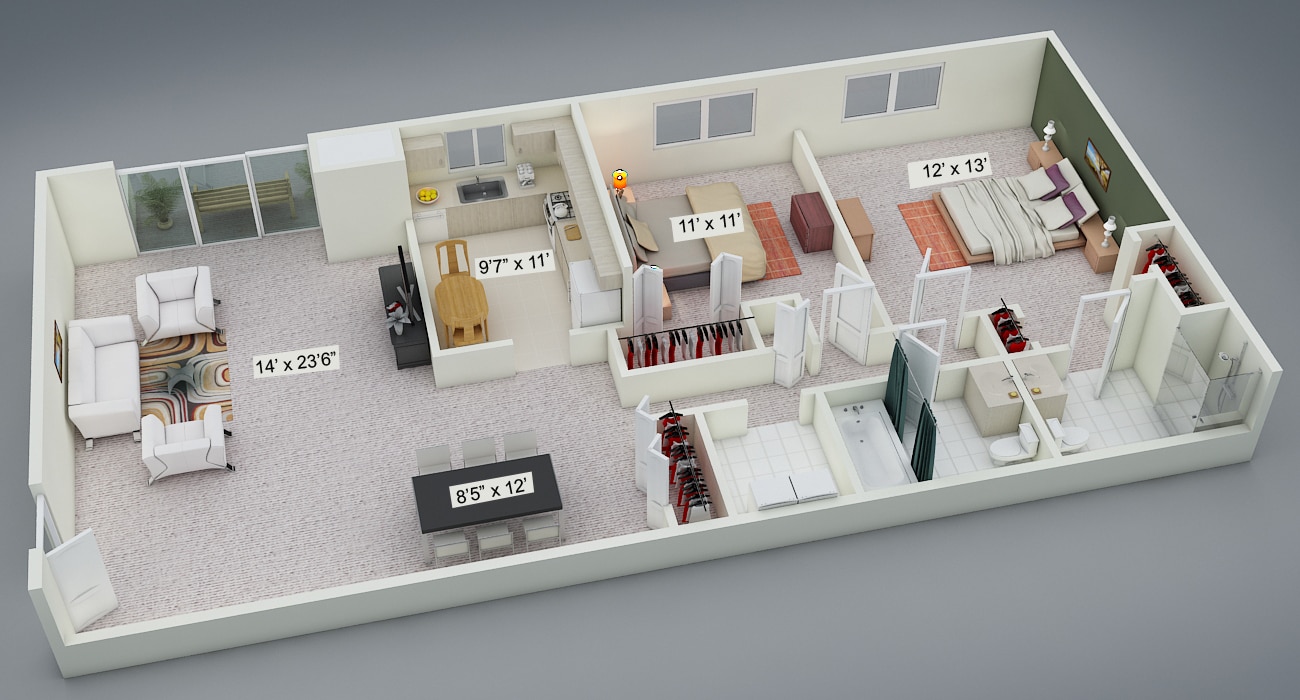 Foxmoor Apartments – Two Bedroom Two Bath