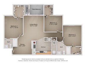 StMarks_3Bed_2Bath_1328 sq ft - Legacy at Fort Clarke