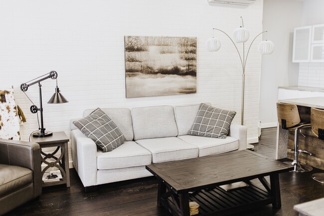 Living Room with Exposed Brick - 525 Ontario St