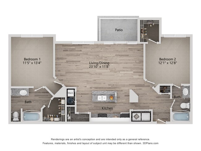 B5a_2Bed_2Bath_1155 Sq Ft - The Quarry Apartments
