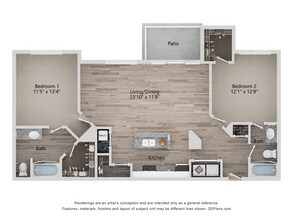 B5a_2Bed_2Bath_1155 Sq Ft - The Quarry Apartments