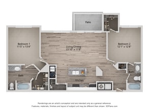 B5a_2Bed_2Bath_1155 Sq Ft - The Quarry Apartments