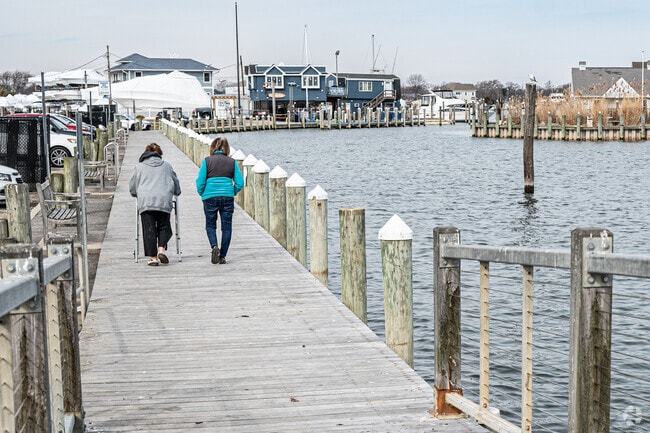 Bergen Point Docks features a boardwalk along West Babylon’s shoreline.
