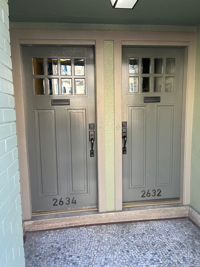 New entry doors welcoming into upper flat. - 2634 Franklin St