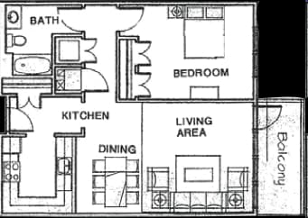 1BR/1BA - Evergreen Apartments