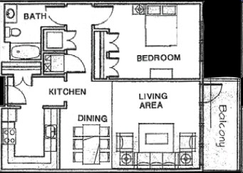 1HAB/1BA - Evergreen Apartments