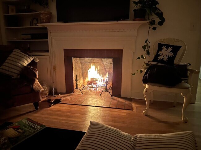 Chimenea de leña con estanterías empotradas - 1304 Winstead Pl
