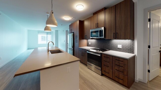 Porcelain Tile Backsplash: White or Dark Grey - Modera West Wash Park