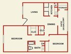 2 Beds, 1 Bath Model
