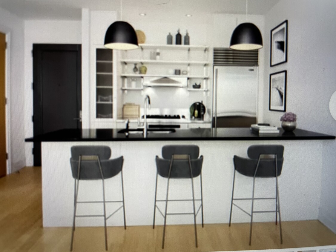 Sample kitchen, our layout is slightly different - 110 Livingston St