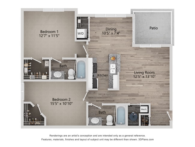 B2_1015_2Bed_2Bath - The Quarry Apartments