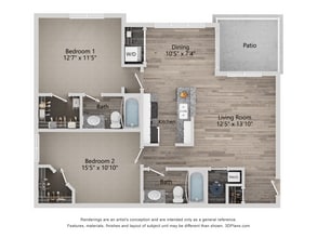 B2_2Bed_2Bath_1015 Sq Ft - The Quarry Apartments