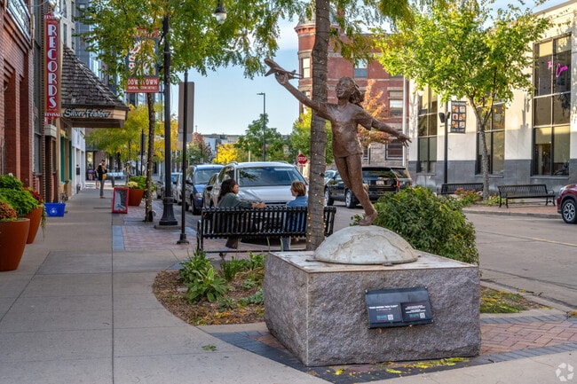 Downtown Eau Claire has sculptures and local businesses to explore.